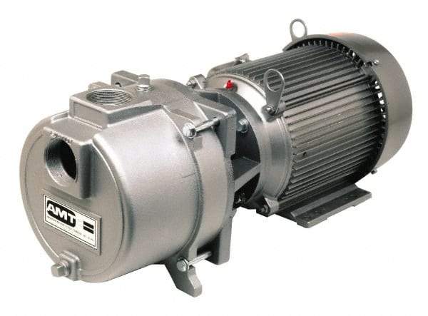 American Machine & Tool - 230 Volt, 16 Amp, 1 Phase, 3 HP, Self Priming Sewage Trash Pump - 56J Frame, 2 Inch Inlet, TEFC Motor, Cast Iron Housing, Stainless Steel Impeller, Buna N Seal - Apex Tool & Supply