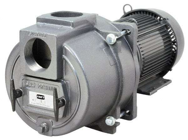 American Machine & Tool - 230/460 Volt, 22/11 Amp, 3 Phase, 7-1/2 HP, Self Priming Sewage Trash Pump - 184JM Frame, 3 Inch Inlet, TEFC Motor, Cast Iron Housing, Stainless Steel Impeller, Buna N Seal - Apex Tool & Supply