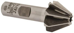 Interstate - 1" Large x 3/8" Small Diam, 11/16" Width of Cut, 60° Included Angle, Cobalt Face Angle Cutter - 1/2" Shank Diam, 2-13/32" Overall Length, Weldon Flat - Apex Tool & Supply