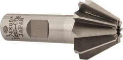 Interstate - 1-1/4" Large x 1/2" Small Diam, 25/32" Width of Cut, 60° Included Angle, Cobalt Face Angle Cutter - 5/8" Shank Diam, 2-21/32" Overall Length, Weldon Flat - Apex Tool & Supply
