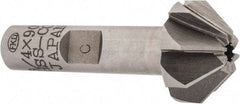 Interstate - 3/4" Large x 5/16" Small Diam, 3/8" Width of Cut, 90° Included Angle, Cobalt Face Angle Cutter - 3/8" Shank Diam, 1-15/16" Overall Length, Weldon Flat - Apex Tool & Supply