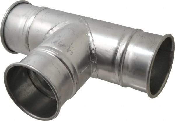 Made in USA - 4" ID Galvanized Duct T-Branch - 12" Long, 22 Gage - Apex Tool & Supply