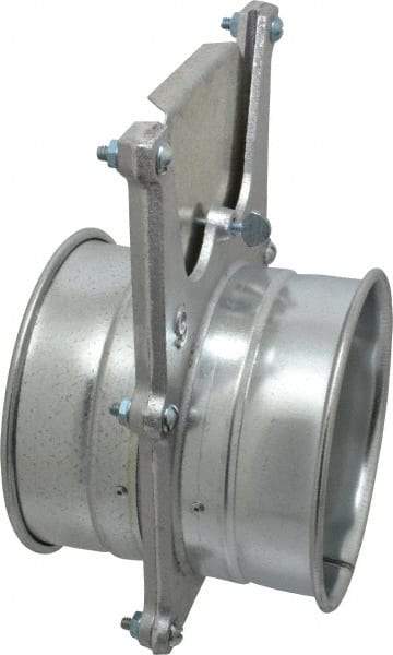 Made in USA - 6" ID Galvanized Duct Blast Gate - 10" Long, 24 Gage - Apex Tool & Supply