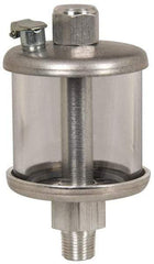 LDI Industries - 1 Outlet, Polymer Bowl, 3.79 L No Flow Control Oil Reservoir - 1/2 NPTF Outlet, 5-1/2" Diam x 15-1/4" High, 60°C Max - Apex Tool & Supply