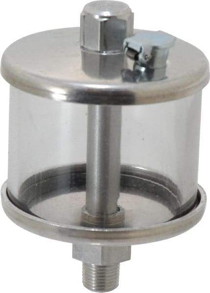 LDI Industries - 1 Outlet, Polymer Bowl, 51.8 mL No Flow Control Oil Reservoir - 1/8 NPTF Outlet, 2" Diam x 3-1/8" High, 60°C Max - Apex Tool & Supply