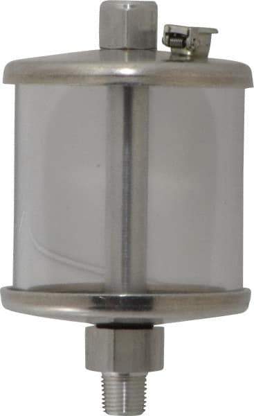 LDI Industries - 1 Outlet, Polymer Bowl, 73.9 mL No Flow Control Oil Reservoir - 1/8 NPTF Outlet, 2" Diam x 3-1/2" High, 60°C Max - Apex Tool & Supply