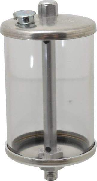 LDI Industries - 1 Outlet, Polymer Bowl, 236.6 mL No Flow Control Oil Reservoir - 1/8 NPTF Outlet, 2-1/2" Diam x 5-3/16" High, 60°C Max - Apex Tool & Supply