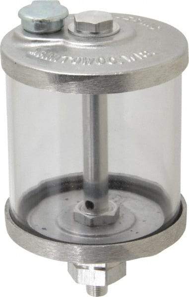 LDI Industries - 1 Outlet, Polymer Bowl, 266.2 mL No Flow Control Oil Reservoir - 1/8 NPTF Outlet, 3" Diam x 5-3/8" High, 60°C Max - Apex Tool & Supply