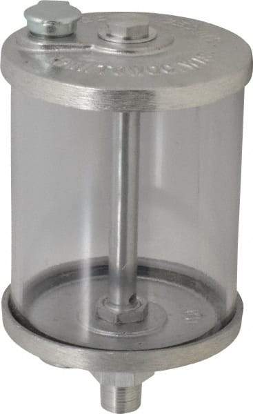 LDI Industries - 1 Outlet, Polymer Bowl, 0.47 L No Flow Control Oil Reservoir - 3/8 NPTF Outlet, 3-1/2" Diam x 6-9/16" High, 60°C Max - Apex Tool & Supply