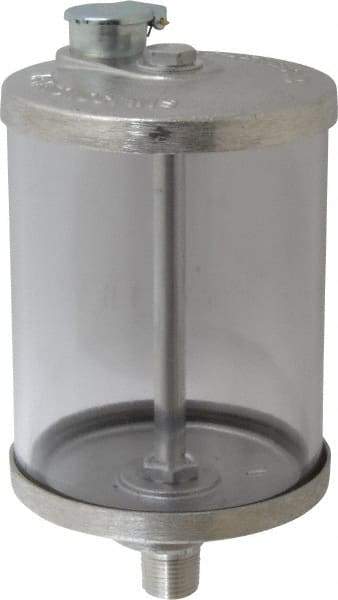 LDI Industries - 1 Outlet, Polymer Bowl, 0.95 L No Flow Control Oil Reservoir - 1/2 NPTF Outlet, 4-1/4" Diam x 8-1/16" High, 60°C Max - Apex Tool & Supply