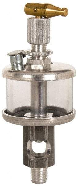LDI Industries - 1 Outlet, Glass Bowl, 1.89 L Manual-Adjustable Oil Reservoir - 1/2 NPTF Outlet, 5-1/2" Diam x 12.06" High, 121.11°C Max - Apex Tool & Supply