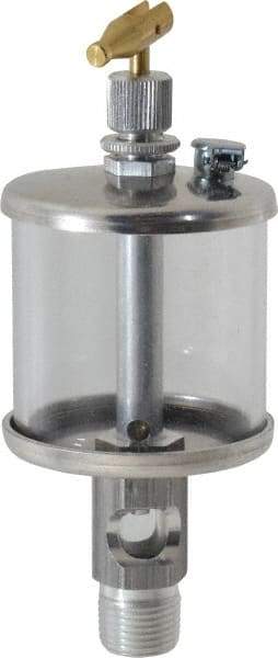 LDI Industries - 1 Outlet, Polymer Bowl, 73.9 mL Manual-Adjustable Oil Reservoir - 3/8 NPTF Outlet, 2" Diam x 5-3/4" High, 71.11°C Max - Apex Tool & Supply