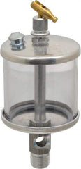 LDI Industries - 1 Outlet, Polymer Bowl, 147.9 mL Manual-Adjustable Oil Reservoir - 3/8 NPTF Outlet, 2-1/2" Diam x 6-3/8" High, 71.11°C Max - Apex Tool & Supply