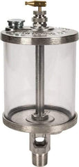 LDI Industries - 1 Outlet, Polymer Bowl, 0.47 L Manual-Adjustable Oil Reservoir - 1/2 NPTF Outlet, 3-1/2" Diam x 9-1/8" High, 71.11°C Max - Apex Tool & Supply