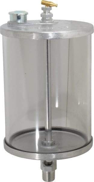 LDI Industries - 1 Outlet, Polymer Bowl, 1.89 L Manual-Adjustable Oil Reservoir - 1/2 NPTF Outlet, 5-1/2" Diam x 12-1/16" High, 71.11°C Max - Apex Tool & Supply