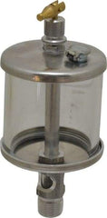 LDI Industries - 1 Outlet, Glass Bowl, 147.9 mL Manual-Adjustable Oil Reservoir - 3/8 NPTF Outlet, 2-1/2" Diam x 6.38" High, 121.11°C Max - Apex Tool & Supply