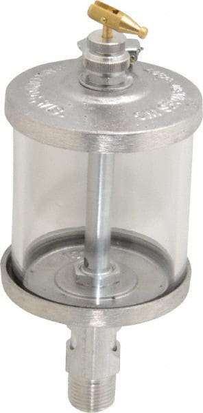 LDI Industries - 1 Outlet, Glass Bowl, 266.2 mL Manual-Adjustable Oil Reservoir - 1/2 NPTF Outlet, 3" Diam x 7.81" High, 121.11°C Max - Apex Tool & Supply