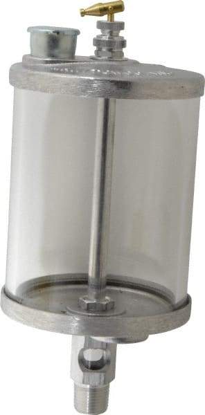 LDI Industries - 1 Outlet, Glass Bowl, 0.95 L Manual-Adjustable Oil Reservoir - 1/2 NPTF Outlet, 4-1/4" Diam x 10.12" High, 121.11°C Max - Apex Tool & Supply