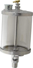 LDI Industries - 1 Outlet, Glass Bowl, 0.95 L Manual-Adjustable Oil Reservoir - 1/2 NPTF Outlet, 4-1/4" Diam x 10.12" High, 121.11°C Max - Apex Tool & Supply