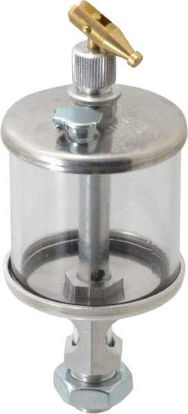 LDI Industries - 1 Outlet, Polymer Bowl, 73.9 mL Manual-Adjustable Oil Reservoir - 9/16-18 UNF Outlet, 2" Diam x 5-3/4" High, 71.11°C Max - Apex Tool & Supply