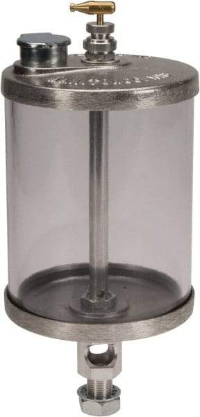 LDI Industries - 1 Outlet, Polymer Bowl, 0.95 L Manual-Adjustable Oil Reservoir - 5/8-18 UNF Outlet, 4-1/4" Diam x 9-3/8" High, 71.11°C Max - Apex Tool & Supply