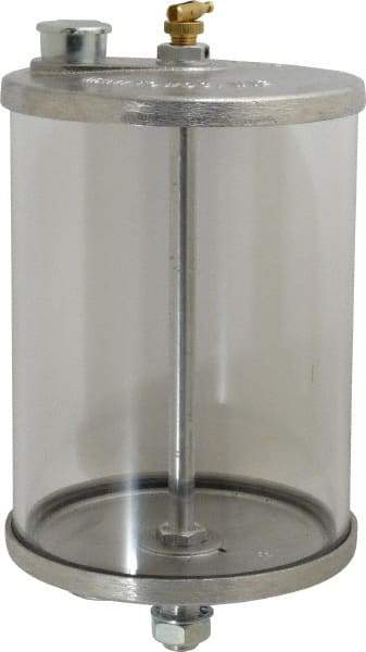 LDI Industries - Acrylic Bowl, 1.9 L Manual-Adjustable Oil Reservoir - 5/6-18 Straight Outlet, 5-1/2" Diam x 10-1/4" High - Apex Tool & Supply
