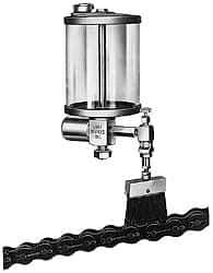 LDI Industries - 1 Outlet, Polymer Bowl, 73.9 mL Electric-Adjustable Oil Reservoir - 2" Diam x 4-11/16" High, 121.1 (Nylon Brush), 60°C (Polymer) Max - Apex Tool & Supply