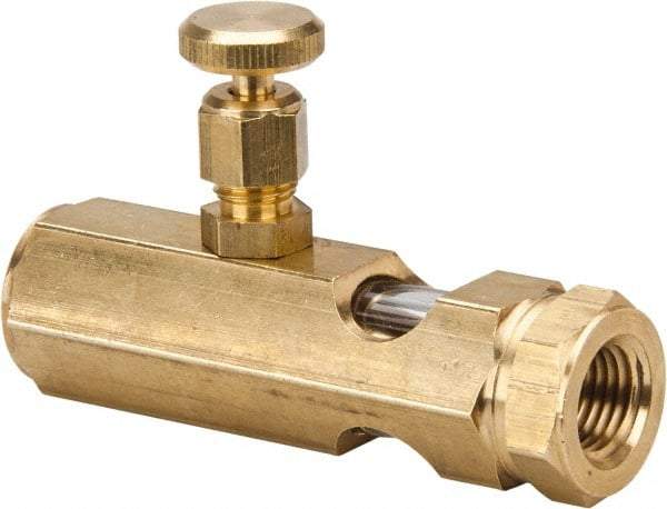 LDI Industries - 1/4 Outlet Thread, 1/4 Inlet Thread, Brass, Straight Valve, Oil Reservoir Needle Valve - 1 Outlet, FNPTF Inlet Thread, FNPTF Outlet Thread - Apex Tool & Supply