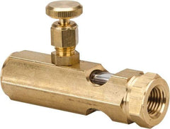 LDI Industries - 1/4 Outlet Thread, 1/4 Inlet Thread, Brass, Straight Valve, Oil Reservoir Needle Valve - 1 Outlet, FNPTF Inlet Thread, FNPTF Outlet Thread - Apex Tool & Supply