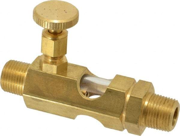 LDI Industries - 3/8 Outlet Thread, 3/8 Inlet Thread, Brass, Straight Valve, Oil Reservoir Needle Valve - 1 Outlet, MNPTF Inlet Thread, MNPTF Outlet Thread - Apex Tool & Supply