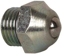 Gits - 5/16-32 Thread, Brass, Zinc Plated, Threaded One Piece, Ball Valve Oil Hole Cover - 15/32" Drive Diam, 15/32" Overall Height, 3/16" Thread Length, UNEF Thread - Apex Tool & Supply