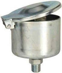 Gits - 4-7/8 Ounce Capacity, 1/4-18 Thread, Steel, Zinc Plated, Straight with Hex Body, Oil Cup - 3-1/2" High, 7/16" Thread Length, Wick Feed - Apex Tool & Supply