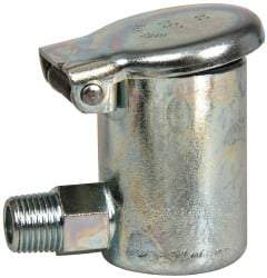 Gits - 3/16 Ounce Capacity, 1/8-27 Thread, Steel, Zinc Plated, Elbow with Hex Body, Oil Cup - 1-7/16" High, 3/8" Thread Length, Wick Feed - Apex Tool & Supply