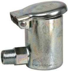 Gits - 3/16 Ounce Capacity, 1/8-27 Thread, Steel, Zinc Plated, Elbow with Hex Body, Oil Cup - 1-7/16" High, 3/8" Thread Length, Wick Feed - Apex Tool & Supply