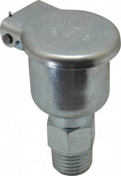 Gits - 11/32 Ounce Capacity, 1/4-18 Thread, Steel, Zinc Plated, Brazed Body Oil Cup - 2" High, 3/8" Thread Length, Gravity Feed - Apex Tool & Supply