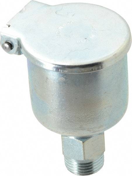 Gits - 1-11/32 Ounce Capacity, 3/8-18 Thread, Steel, Zinc Plated, Brazed Body Oil Cup - 2-9/16" High, 3/8" Thread Length, Gravity Feed - Apex Tool & Supply