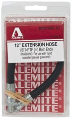 Alemite - 12" Long, 6,000 psi Operating Pressure, Thermoplastic Grease Gun Hose - 1/8 NPTF, 12,000 psi Burst Pressure - Apex Tool & Supply