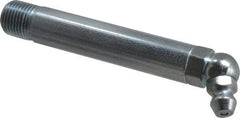 Alemite - 65° Head Angle, 1/8 PTF Carbon Steel Standard Grease Fitting - 3/8" Hex, 2-3/4" Overall Height, 2-1/4" Shank Length, 10,000 Operating psi, Zinc Plated Finish - Apex Tool & Supply