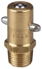 Alemite - Straight Head Angle, 1/8 PTF Brass Pin-Style Grease Fitting - 7/16" Hex, 31/32" Overall Height, 17/64" Shank Length, 3,000 Operating psi, Zinc Plated Finish - Apex Tool & Supply