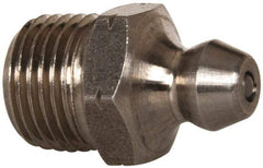Alemite - 67.5° Head Angle, 1/8 PTF Nickel/Copper Standard Grease Fitting - 7/16" Hex, 61/64" Overall Height, 11/32" Shank Length - Apex Tool & Supply
