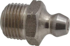 Alemite - Straight Head Angle, 1/8 PTF Nickel/Copper Standard Grease Fitting - 7/16" Hex, 3/4" Overall Height, 5/16" Shank Length - Apex Tool & Supply