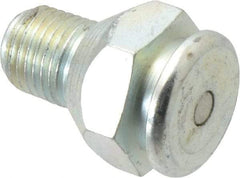 Alemite - Straight Head Angle, 1/4 NPTF Button-Head Grease Fitting - 7/8" Hex, 1-1/4" Overall Height, 1/2" Shank Length, 15,000 Operating psi, Zinc Plated Finish - Apex Tool & Supply
