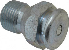 Alemite - Straight Head Angle, 3/8 NPTF Button-Head Grease Fitting - 7/8" Hex, 1-5/16" Overall Height, 9/16" Shank Length, 15,000 Operating psi, Zinc Plated Finish - Apex Tool & Supply
