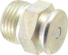 Alemite - Straight Head Angle, 1/2 NPTF Button-Head Grease Fitting - 7/8" Hex, 1-1/16" Overall Height, 1/2" Shank Length, 15,000 Operating psi, Zinc Plated Finish - Apex Tool & Supply