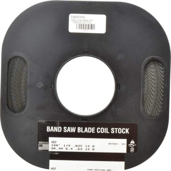M.K. MORSE - 1/4" x 100' x 0.025" Carbon Steel Band Saw Blade Coil Stock - 14 TPI, Toothed Edge, Raker Set, Flexible Back, Constant Pitch, - Apex Tool & Supply