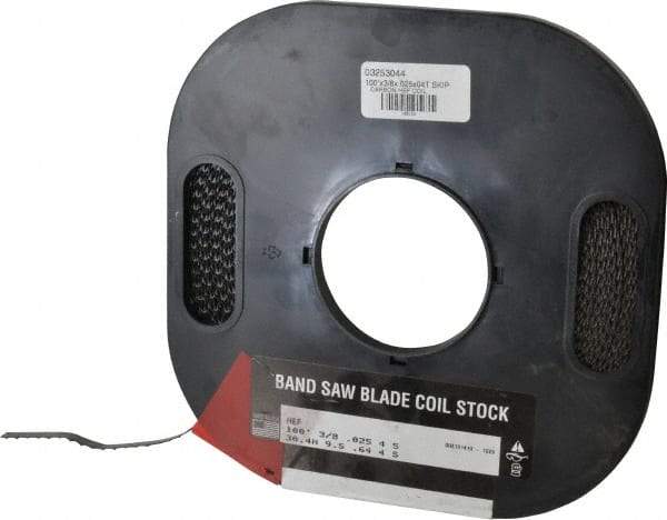 M.K. MORSE - 3/8" x 100' x 0.025" Carbon Steel Band Saw Blade Coil Stock - 4 TPI, Toothed Edge, Skip Form, Raker Set, Flexible Back, Constant Pitch, - Apex Tool & Supply
