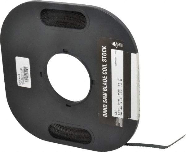 M.K. MORSE - 3/8" x 100' x 0.025" Carbon Steel Band Saw Blade Coil Stock - 14 TPI, Toothed Edge, Raker Set, Flexible Back, Constant Pitch, - Apex Tool & Supply