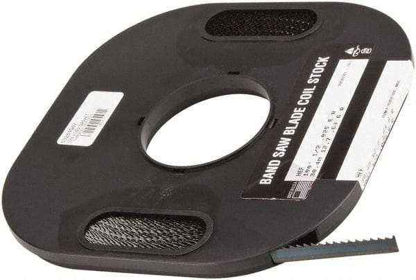 M.K. MORSE - 1/2" x 100' x 0.025" Carbon Steel Band Saw Blade Coil Stock - 6 TPI, Toothed Edge, Raker Set, Flexible Back, Constant Pitch, - Apex Tool & Supply
