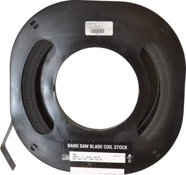 M.K. MORSE - 1" x 100' x 0.035" Carbon Steel Band Saw Blade Coil Stock - 10 TPI, Toothed Edge, Raker Set, Flexible Back, Constant Pitch, - Apex Tool & Supply