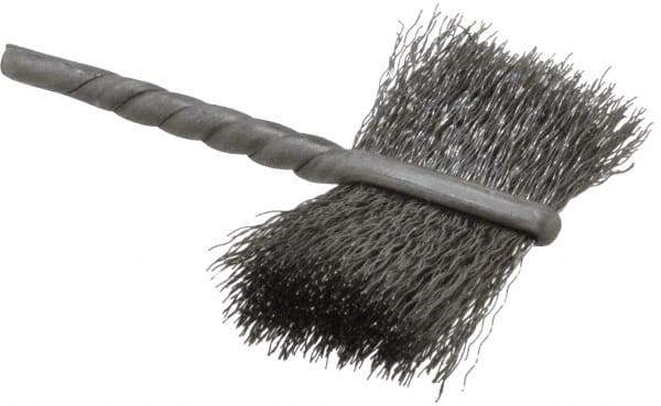 Osborn - 1-1/4" Diam Flat Steel Tube Brush - 0.005" Filament Diam, 5/8" Brush Length, 2-1/4" OAL, 1/8" Diam Shank - Apex Tool & Supply